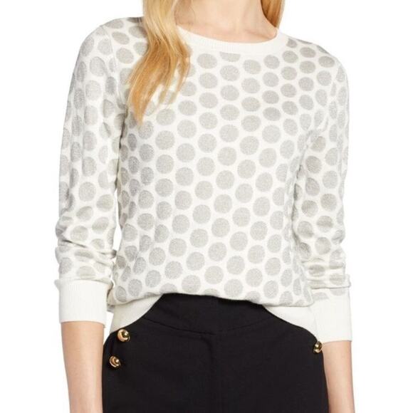 Halogen x Atlantic Specific White & Silver Glitter Long Sleeve Sweater Size M - Picture 1 of 10